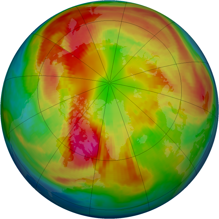 Arctic ozone map for 27 February 1985